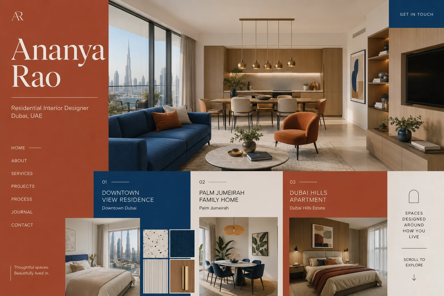 Ananya Rao residential interiors portfolio website concept