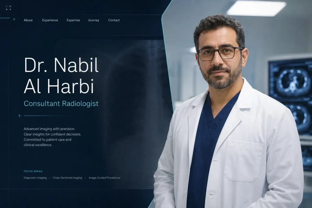 Nabil Al Harbi radiologist personal portfolio website concept