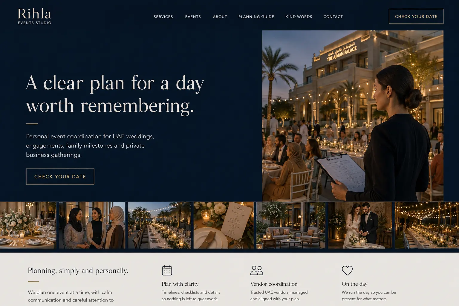 Rihla Events Studio portfolio website concept