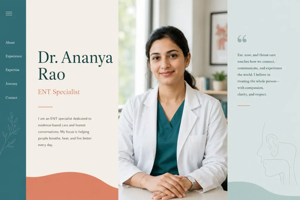 Ananya Rao ENT specialist personal portfolio website concept