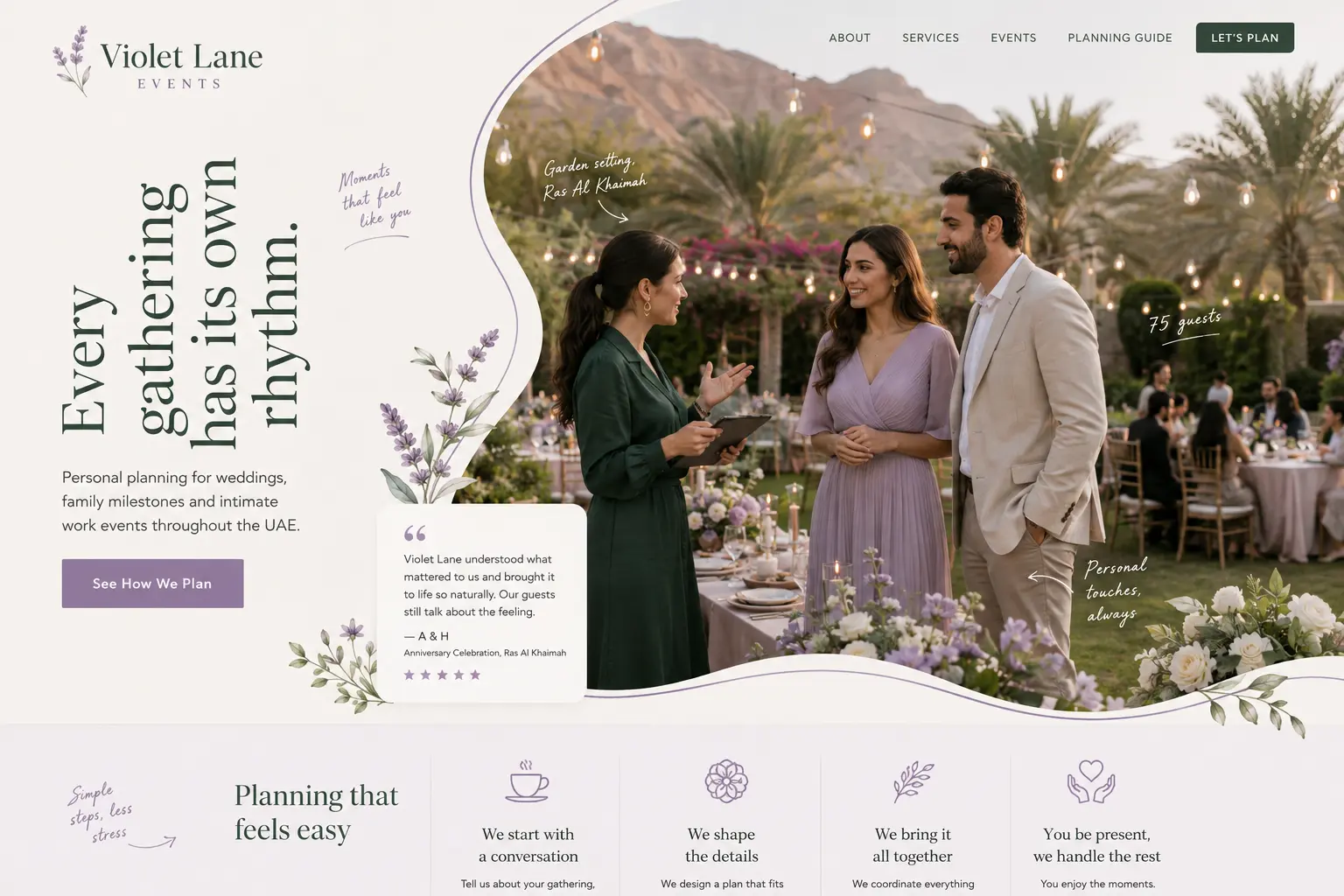 Violet Lane Events portfolio website concept