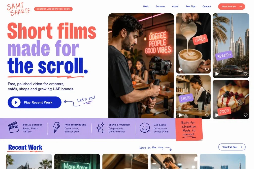 Sami Sharif social content creator and videographer portfolio website concept