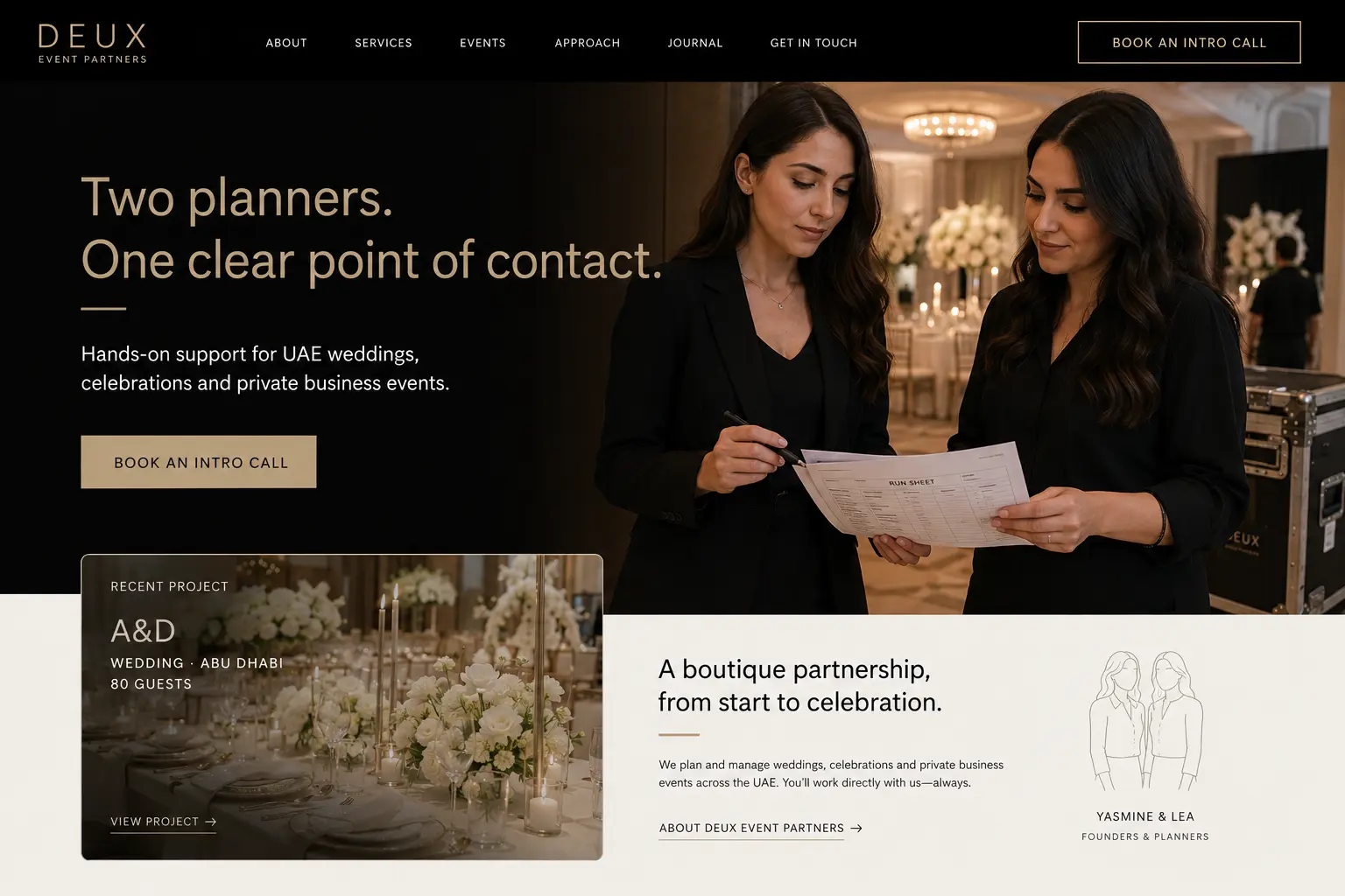 Deux Event Partners portfolio website concept