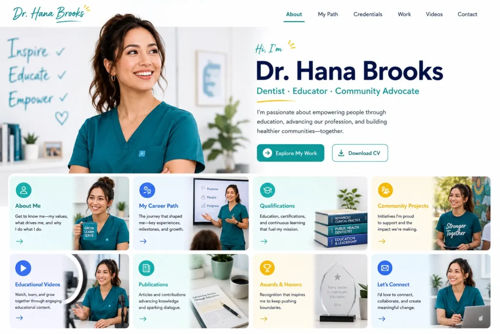 Personal portfolio website concept 04 for a dentist