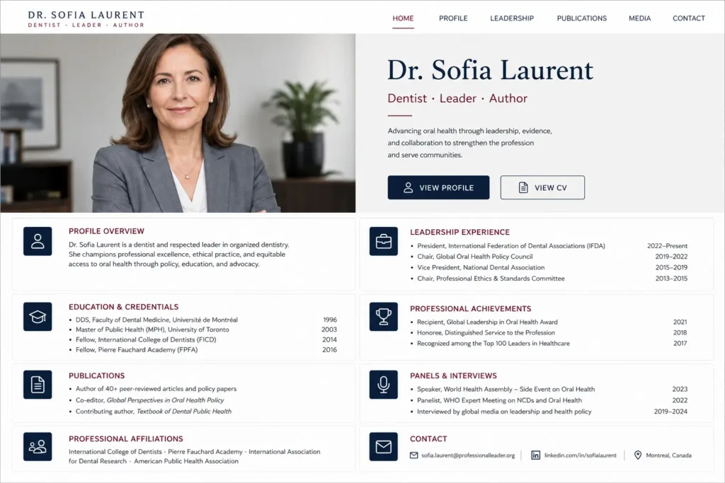 Personal portfolio website concept 10 for a dentist