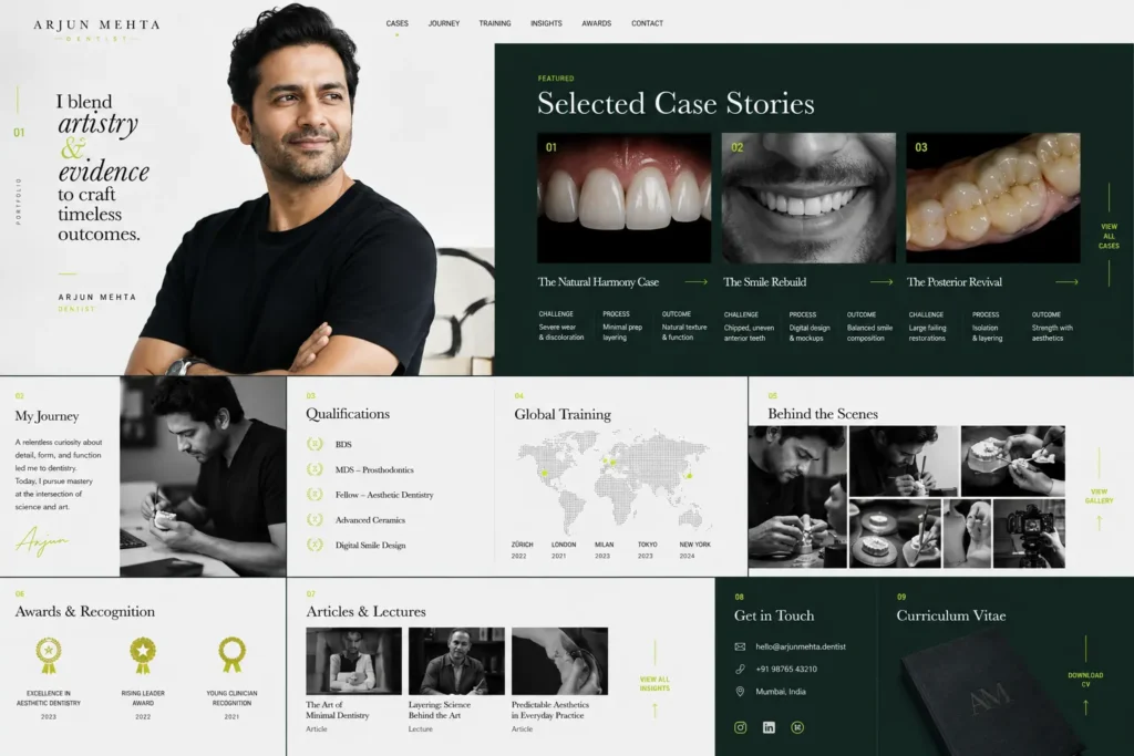 Personal portfolio website concept 17 for a dentist