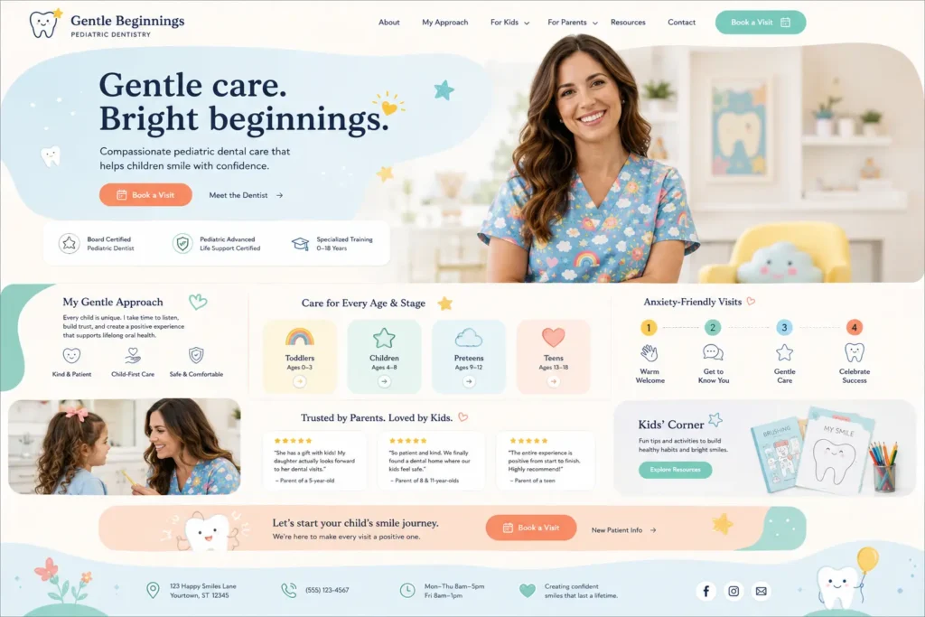 Personal portfolio website concept 01 for a dentist