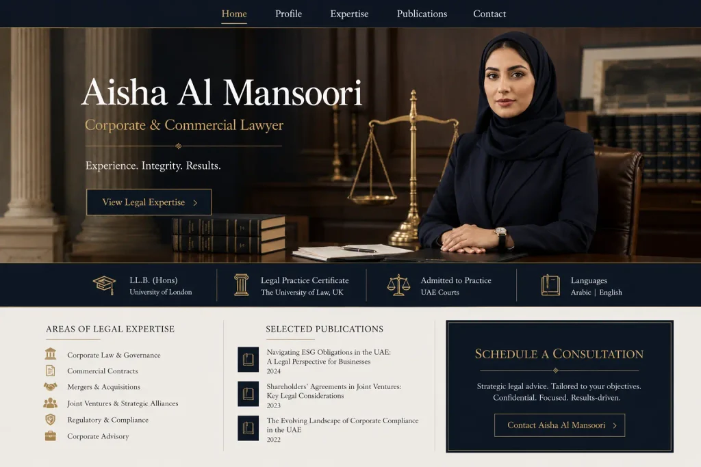 Lawyer and legal advisor portfolio website concept 21