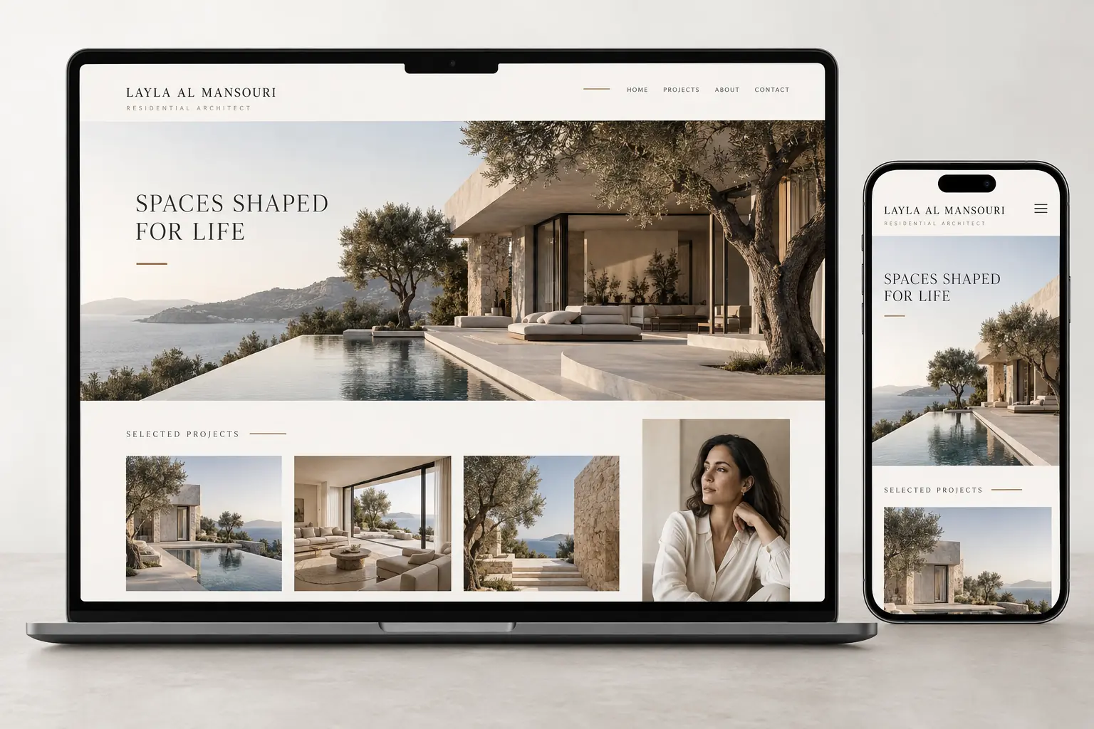 Layla Al Mansouri residential architect personal portfolio website concept