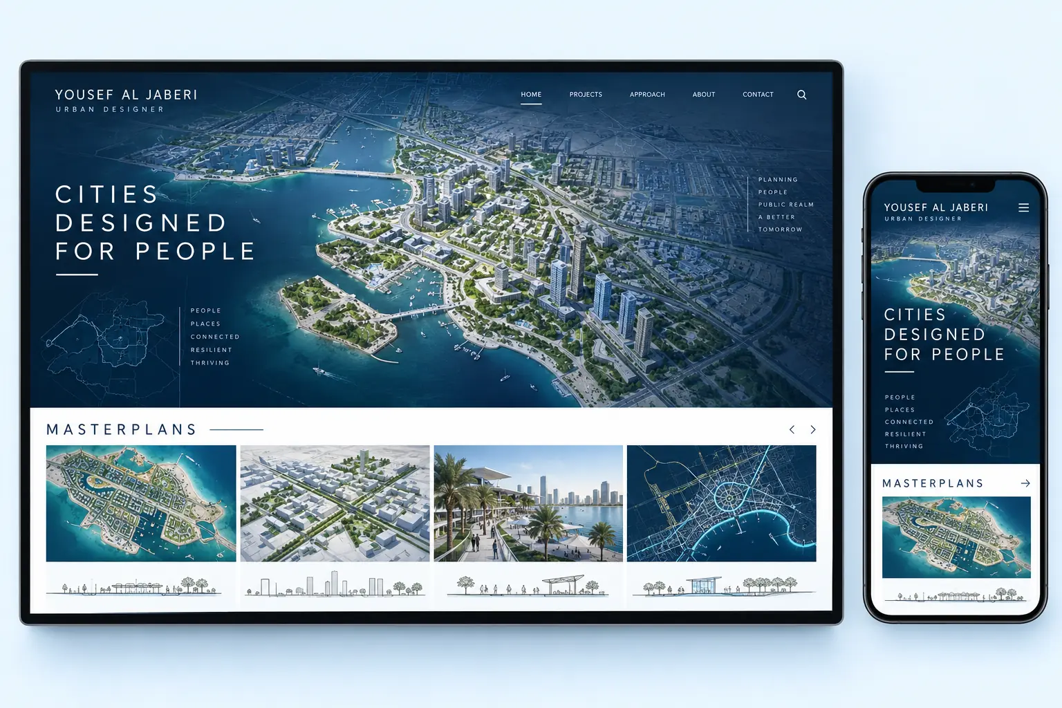 Yousef Al Jaberi urban designer and masterplanning portfolio website concept