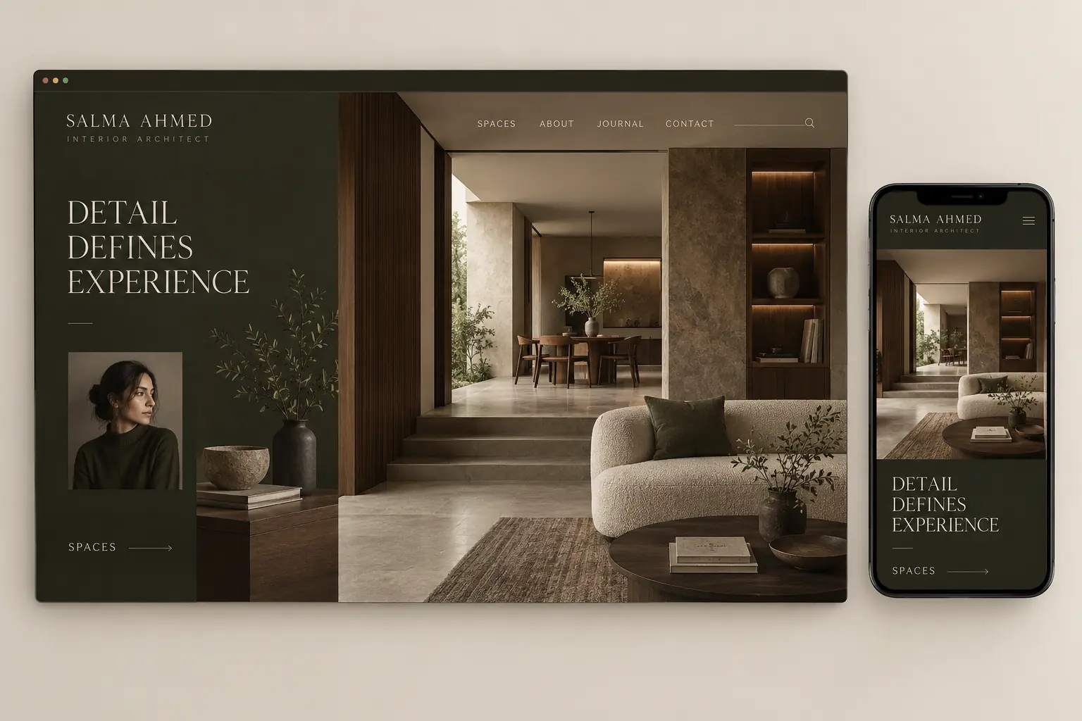 Salma Ahmed interior architect personal portfolio website concept