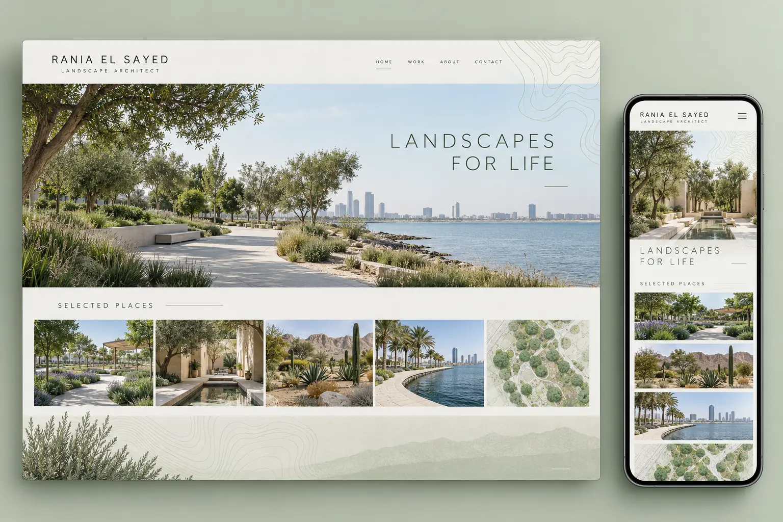 Rania El Sayed landscape architect personal portfolio website concept