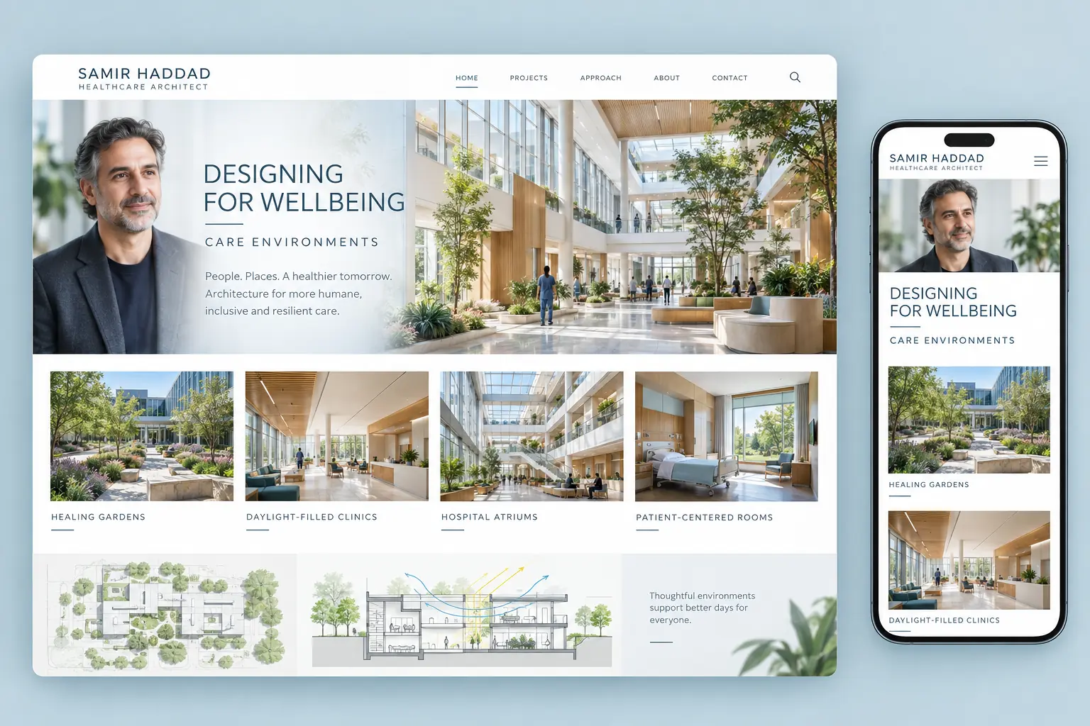 Samir Haddad healthcare architect personal portfolio website concept